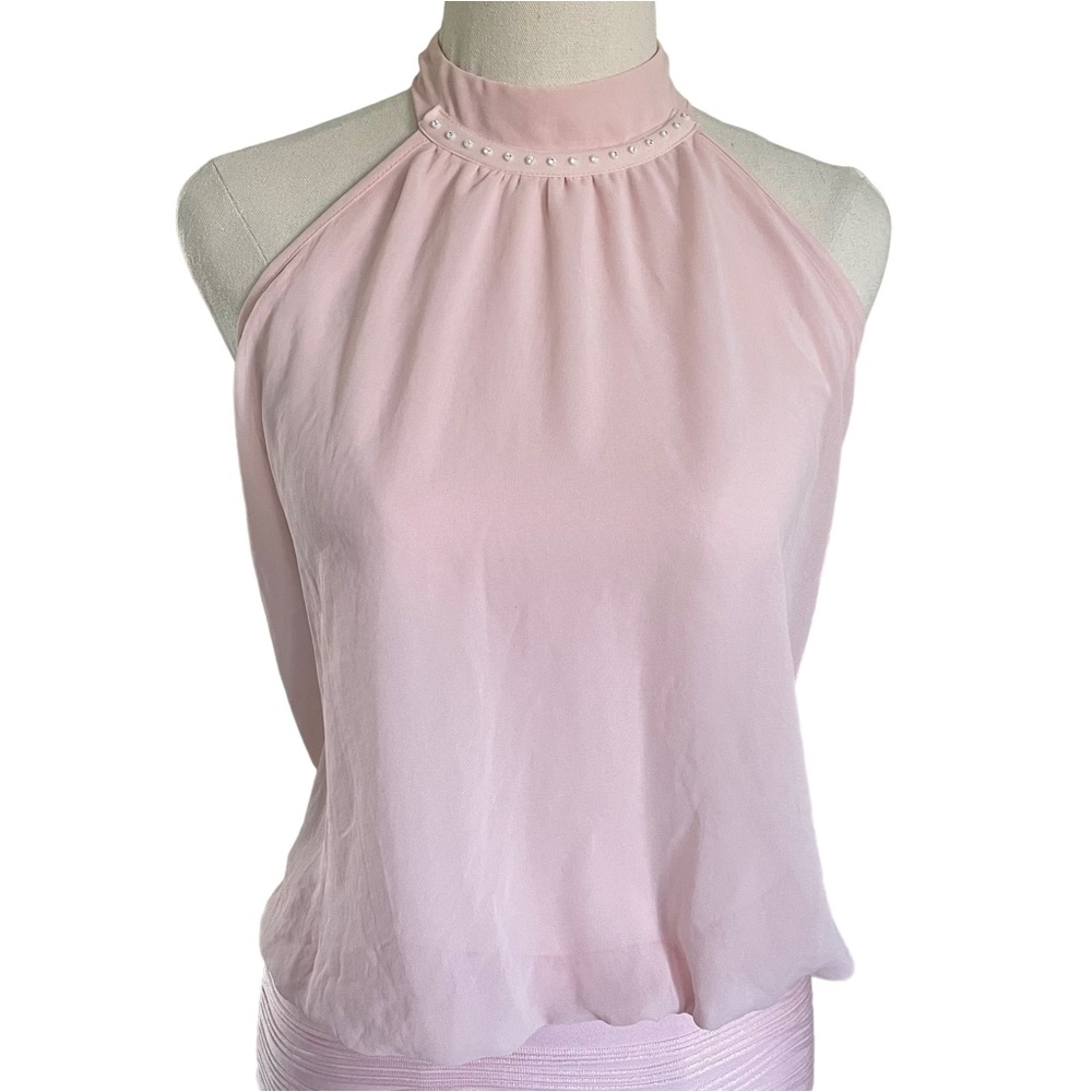BNWT BLOCKOUT pale pink halter neck mini dress - Picture 3 of 14